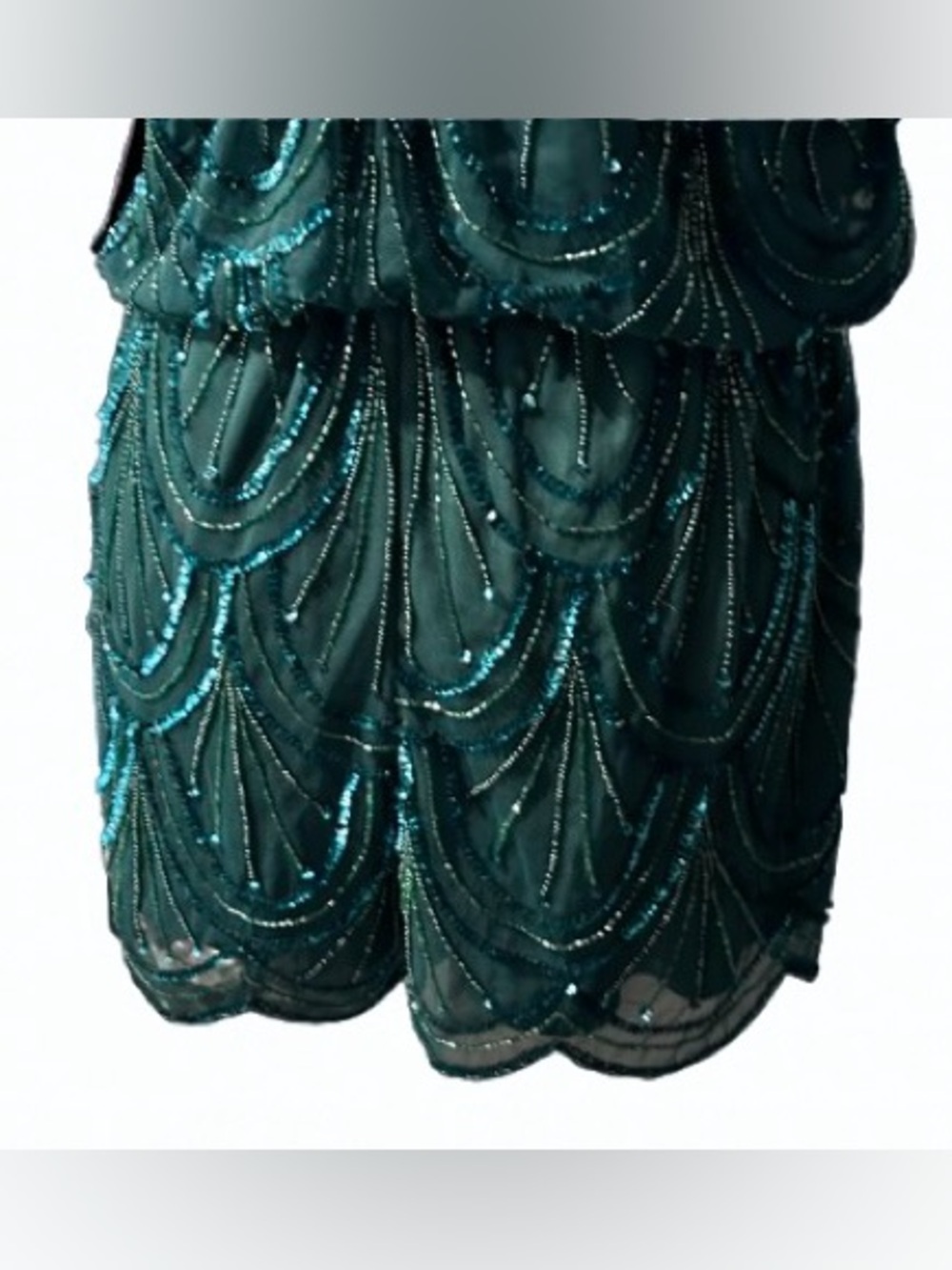 NWT Shorts Romper Beaded Dark Green ANGIE Illusion Sheer Sparkly New Shorts - Picture 2 of 16